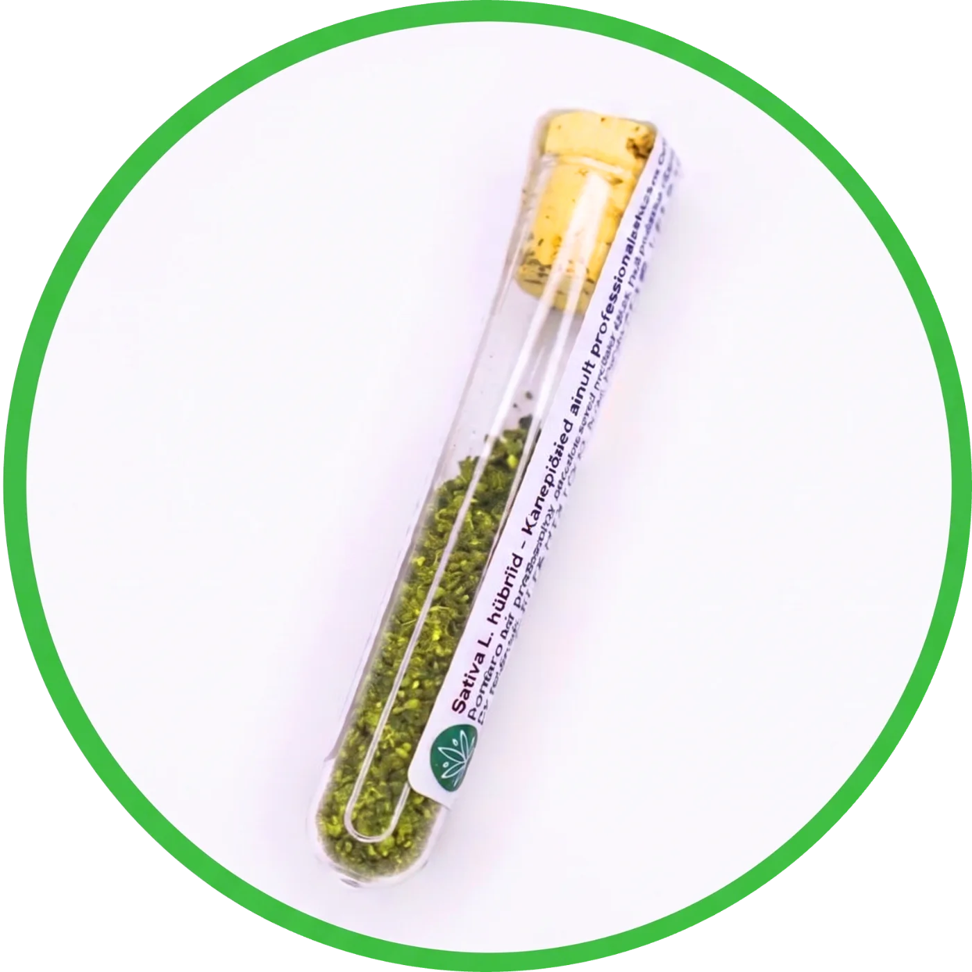 Milled 1.33g aromatic hemp flower in a reusable transparent tube by CBDITALY.